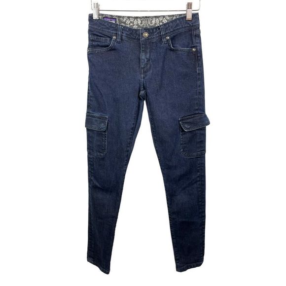 PATAGONIA Organic Cotton Stretch Slim Fit Midrise Indigo Cargo Jeans Size 25 - Picture 2 of 10